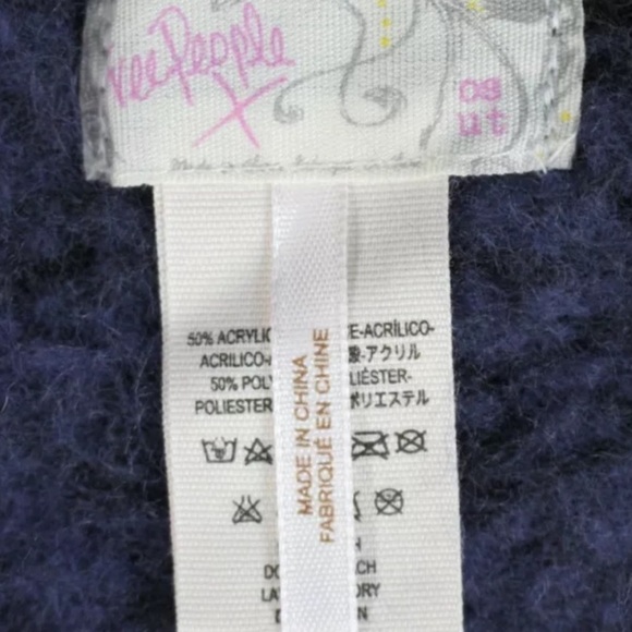 Free People Plaid Fringed Shawl Blue Green Oversized Wrap Fringe Scarf Fluffy - Picture 10 of 13